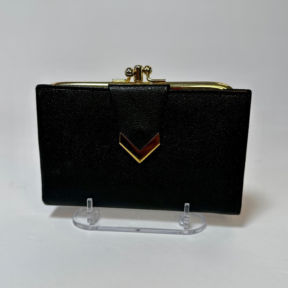 Elegant vintage black leather wallet by Imperial, stamped “English Morocco"